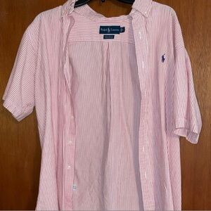 Ralph Lauren Custom Fit Red and White Cotton Shirt - Large